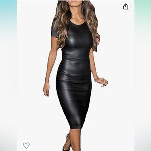 Worn twice. Women's Pu Leather Bodycon Pencil Party Bandage Dress SZ S